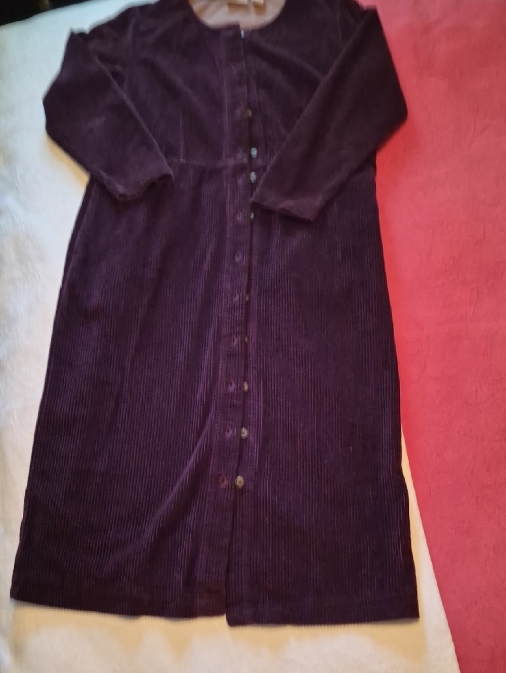 L.L. Bean Women's Plaid Cotton Top in Burgundy and Cream